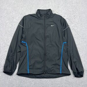 Nike Running Jacket Mens Small Black Full Zip Lightweight Windbreaker Gym 428619